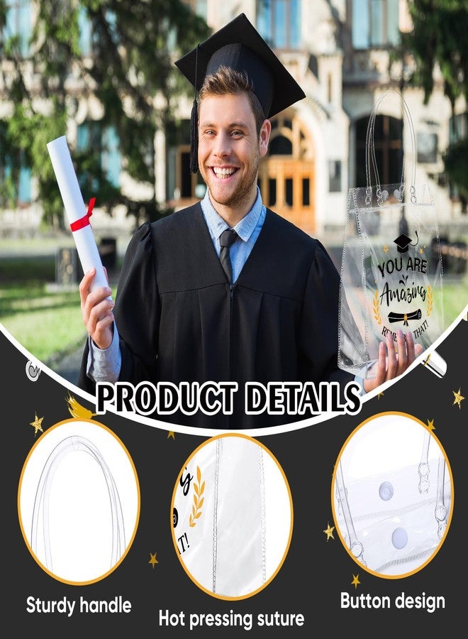 Zhanmai 24 Pcs 2026 Graduation Gift Bags with Handles, Class of 2026 Gifts, Clear Plastic Reusable PVC Bag Graduation Goodie Bags Graduations Day Grad Party Supplies, 8.2 x 5.9 x 3.1 in(Black - Image 3