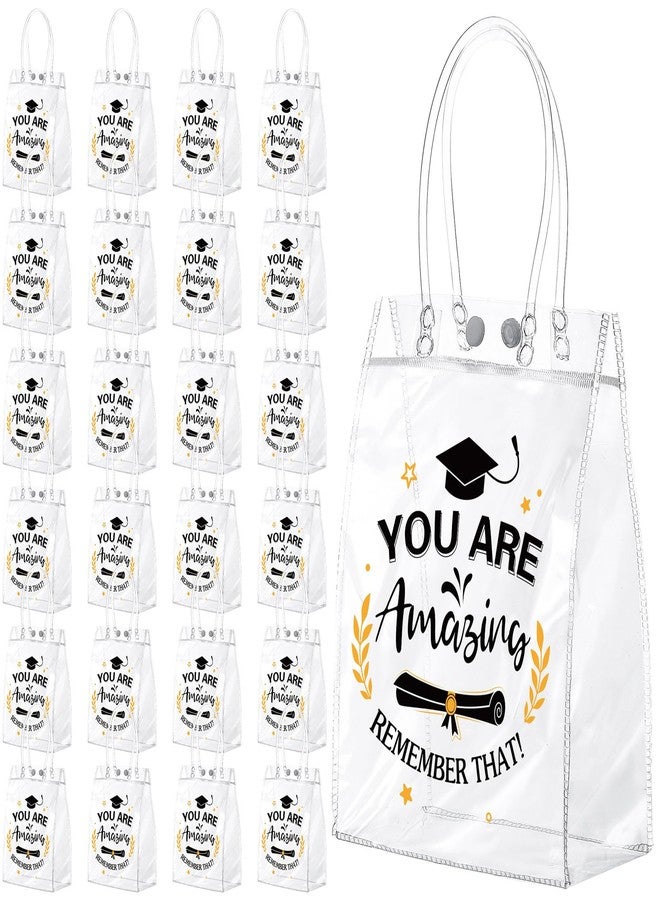 Zhanmai 24 Pcs 2026 Graduation Gift Bags with Handles, Class of 2026 Gifts, Clear Plastic Reusable PVC Bag Graduation Goodie Bags Graduations Day Grad Party Supplies, 8.2 x 5.9 x 3.1 in(Black - Image 1