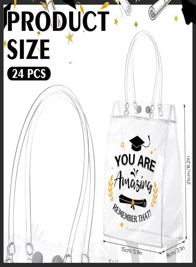 Zhanmai 24 Pcs 2026 Graduation Gift Bags with Handles, Class of 2026 Gifts, Clear Plastic Reusable PVC Bag Graduation Goodie Bags Graduations Day Grad Party Supplies, 8.2 x 5.9 x 3.1 in(Black - Image 2