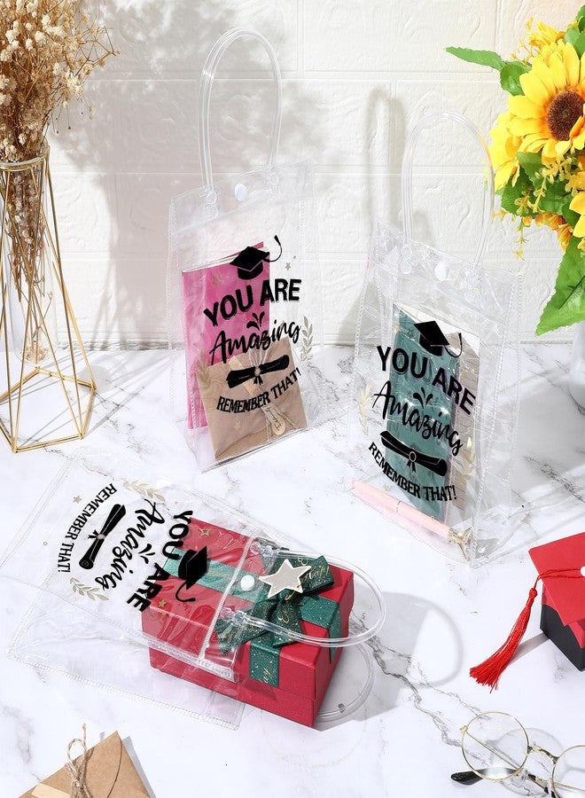 Zhanmai 24 Pcs 2026 Graduation Gift Bags with Handles, Class of 2026 Gifts, Clear Plastic Reusable PVC Bag Graduation Goodie Bags Graduations Day Grad Party Supplies, 8.2 x 5.9 x 3.1 in(Black - Image 4