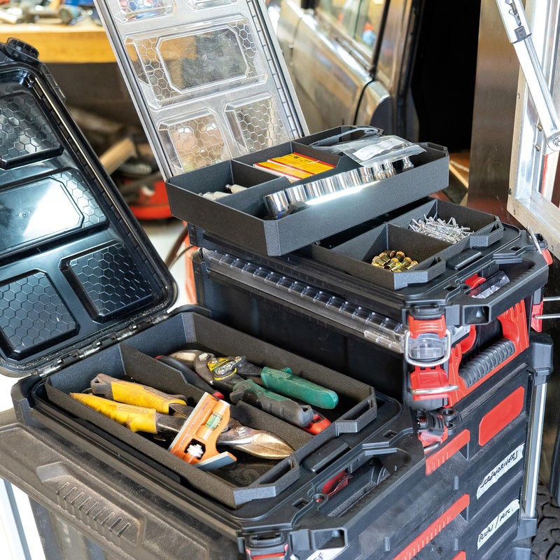 StealthMounts Six PacTray | 6-Compartment ABS Tool Tray Compatible with Milwaukee PACKOUT | Organiser for Tools, Nuts, Bolts & Small Parts | Workshop, Garage & Van Storage | Made in the UK - Image 4