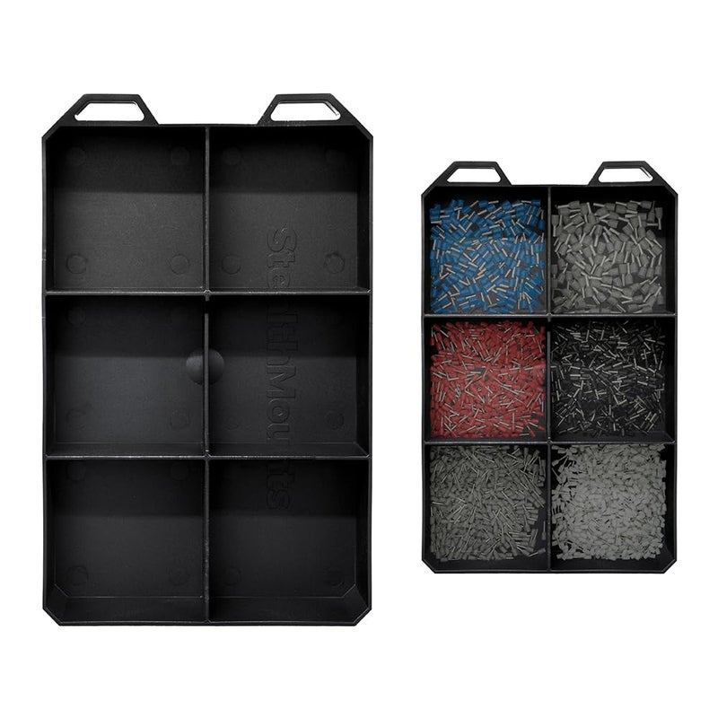 StealthMounts Six PacTray | 6-Compartment ABS Tool Tray Compatible with Milwaukee PACKOUT | Organiser for Tools, Nuts, Bolts & Small Parts | Workshop, Garage & Van Storage | Made in the UK - Image 1