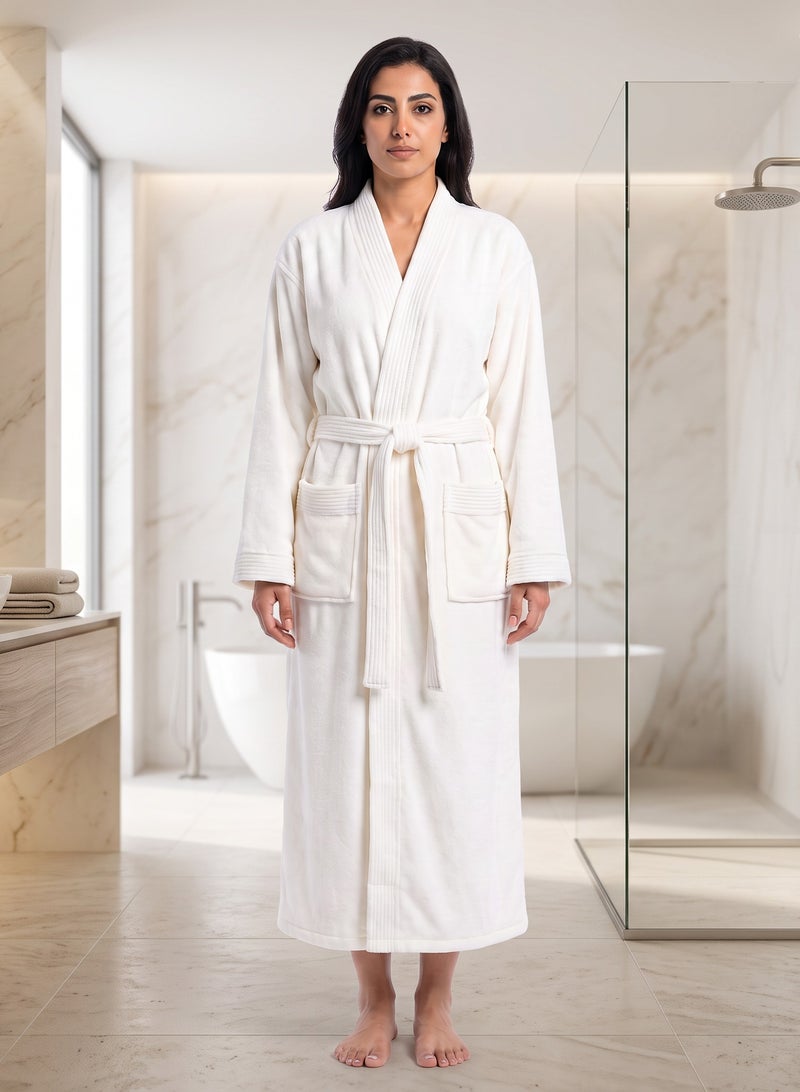 Donetella 1-Pcs Unisex  Bathrobe  L Size - Kimono Collar, Highly Absorbent, Quick Dry, Soft Spa Robe with Belt & Pockets - Microfiber 330 GSM, Everyday Use - Image 1