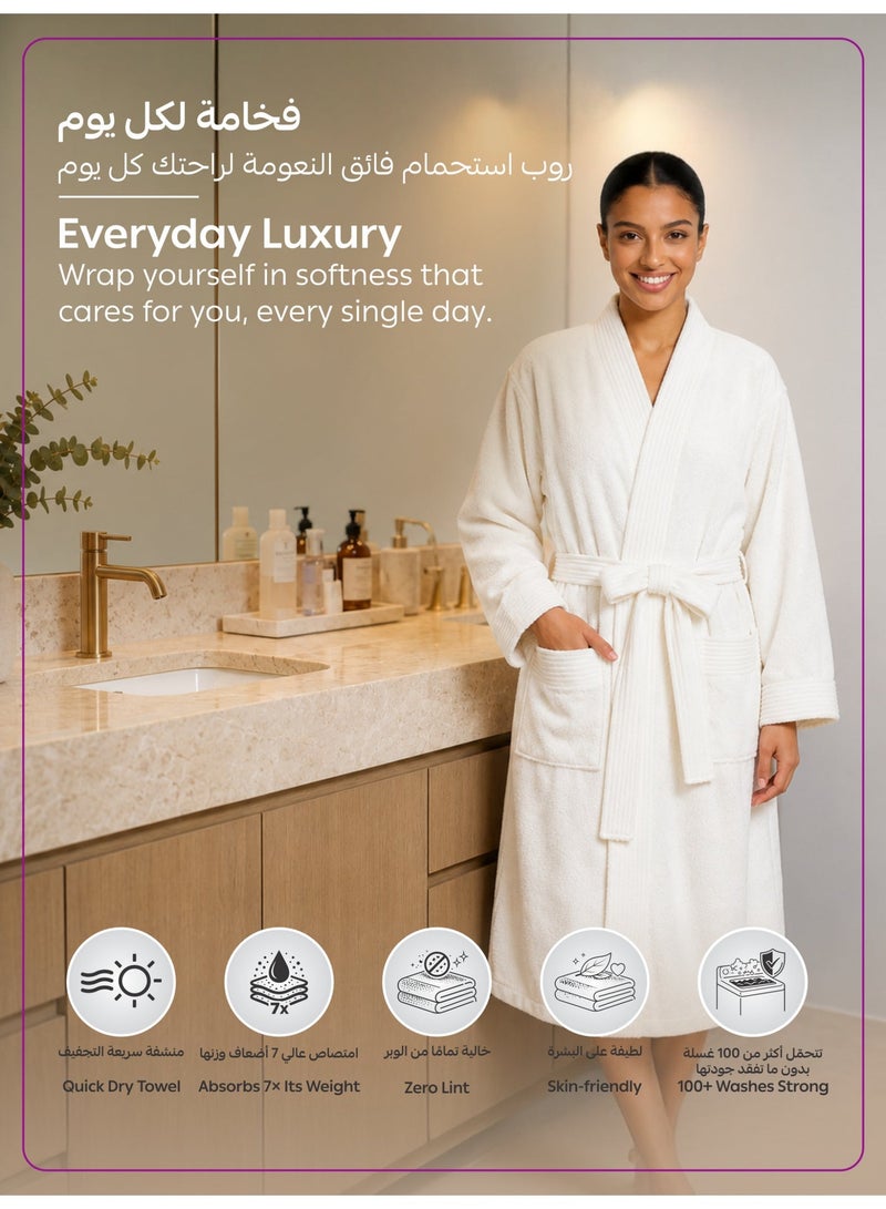 Donetella 1-Pcs Unisex  Bathrobe  L Size - Kimono Collar, Highly Absorbent, Quick Dry, Soft Spa Robe with Belt & Pockets - Microfiber 330 GSM, Everyday Use - Image 4