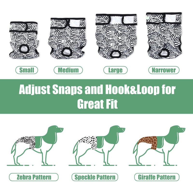 wegreeco Washable Female Dog Diapers (3 Pack), Highly Absorbent Dog Diapers for Female Dogs, Female Dog Diapers for Dogs in Heat, Period, Incontinence (Zebra, Giraffe, Spotty, Medium) - Image 4
