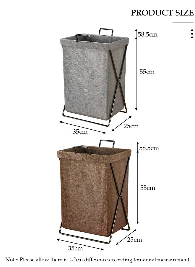 DUNISO حزمة 2 سلة غسيل قابلة للطي مع إطار من الفولاذ المقاوم للصدأ ومقبض، حقيبة سلة غسيل حوض غسيل كيس تنظيم الملابس تخزين سلة غسيل للألعاب والملابس - Image 2