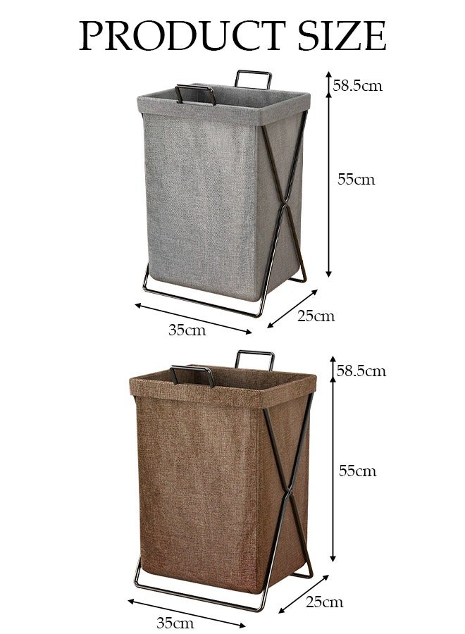 DUNISO 2 Pack Foldable Laundry Baskets With Stainless Steel Frame And Handle, Laundry Hamper Bag Washing Bin Clothes Bag Organizer Storage Wash Basket Hamper for Clothes Toys  - Image 4