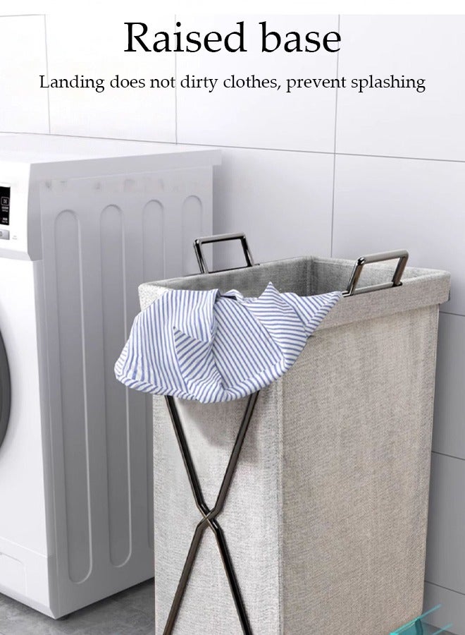 DUNISO 2 Pack Foldable Laundry Baskets With Stainless Steel Frame And Handle, Laundry Hamper Bag Washing Bin Clothes Bag Organizer Storage Wash Basket Hamper for Clothes Toys  - Image 5