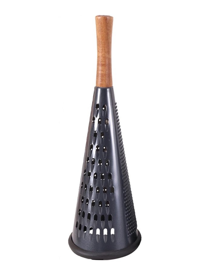 ROQILA Cone Cheese Grater with Handle Stainless Steel Grater Triple Function Wood Handle Shredder Non-Slip Rubber Bottom Hand Held Multifunction Vegetables Grater Black 4-Size (Size XL:11.8" X 5.1" Black) - Image 1