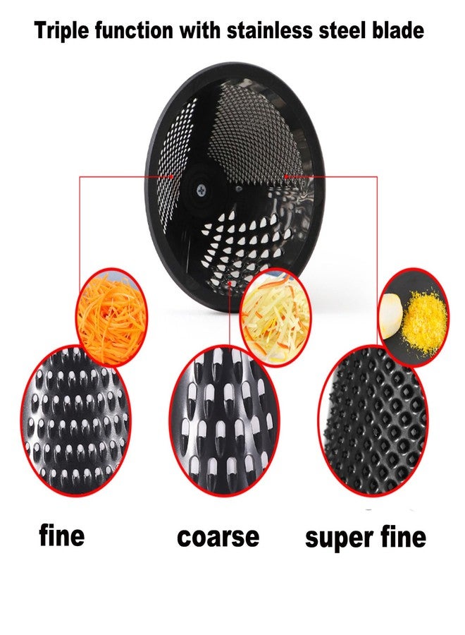 ROQILA Cone Cheese Grater with Handle Stainless Steel Grater Triple Function Wood Handle Shredder Non-Slip Rubber Bottom Hand Held Multifunction Vegetables Grater Black 4-Size (Size XL:11.8" X 5.1" Black) - Image 3