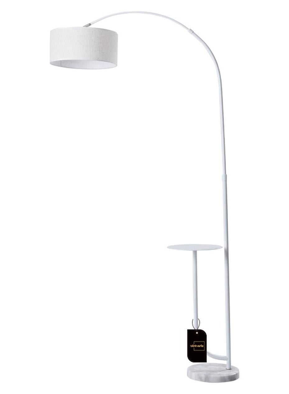 Modern Floor Lamp with Shelf Adjustable Pure Natural Marble Elegant Floor Lighting with Tray Interior Lighting Decoration Standing Light with Shelves White