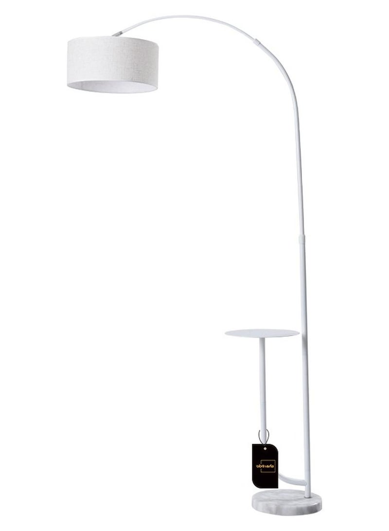 شاربدو مصباح أرضي حديث مع رف قابل للتعديل من الرخام الطبيعي النقي وإضاءة أرضية أنيقة مع صينية ديكور إضاءة داخلية وإضاءة قائمة مع أرفف بيضاء - Image 1