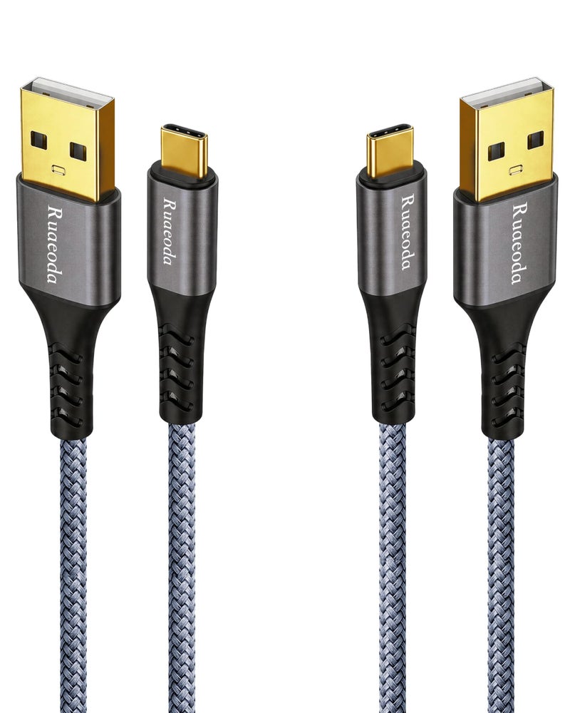 Ruaeoda Car CarPlay Cable for iPhone 17/17 Pro/Air/17e/16/15 Pro Max/Plus, 90 Degree USB C Fast Charge & Data Sync Cord (3.1A, 480Mbps), Right Angle Braided Type C for Auto & Gaming (6ft 2-Pack, Grey) - Image 1
