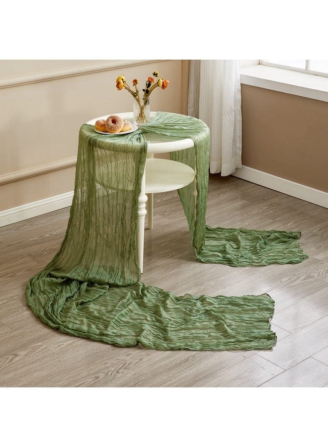 Beauenty Crumpled Gauze Table Runner,Sage Green Cheesecloth Table Runner - 13.3Ft Boho Gauze Cheese Cloth Table Runner 35x160 Inch Long Romantic Sheer TableRunner for Wedding Bridal Baby Shower Birthday Party Tables Decoration - Image 5