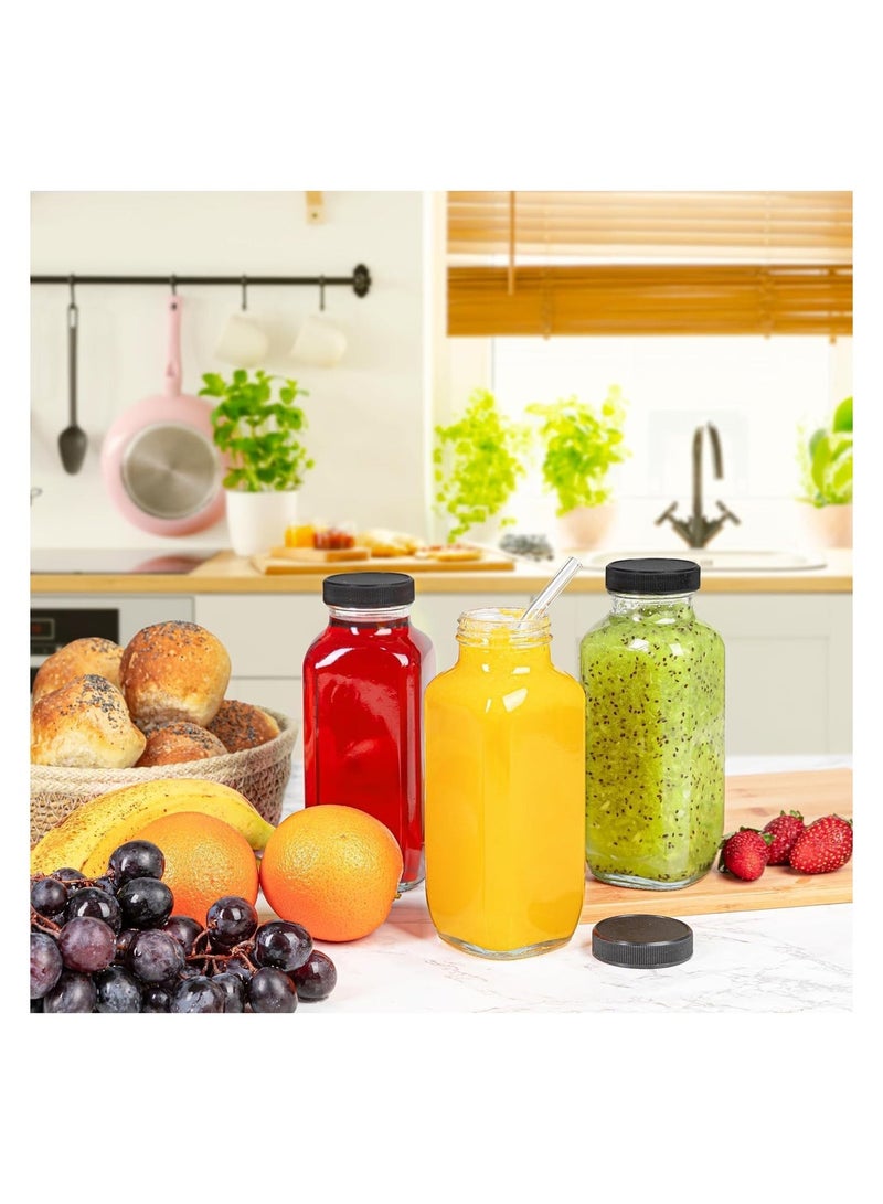 Luxoraq Plastic Juice Bottles with Caps, 6-Pack 245ml/8Oz Clear Bottles, Reusable Juice Containers with Leak-Proof Black Lids, BPA-Free Smoothie Bottles for Homemade Beverages, Milk, Kombucha, Water, Juicing - Image 3