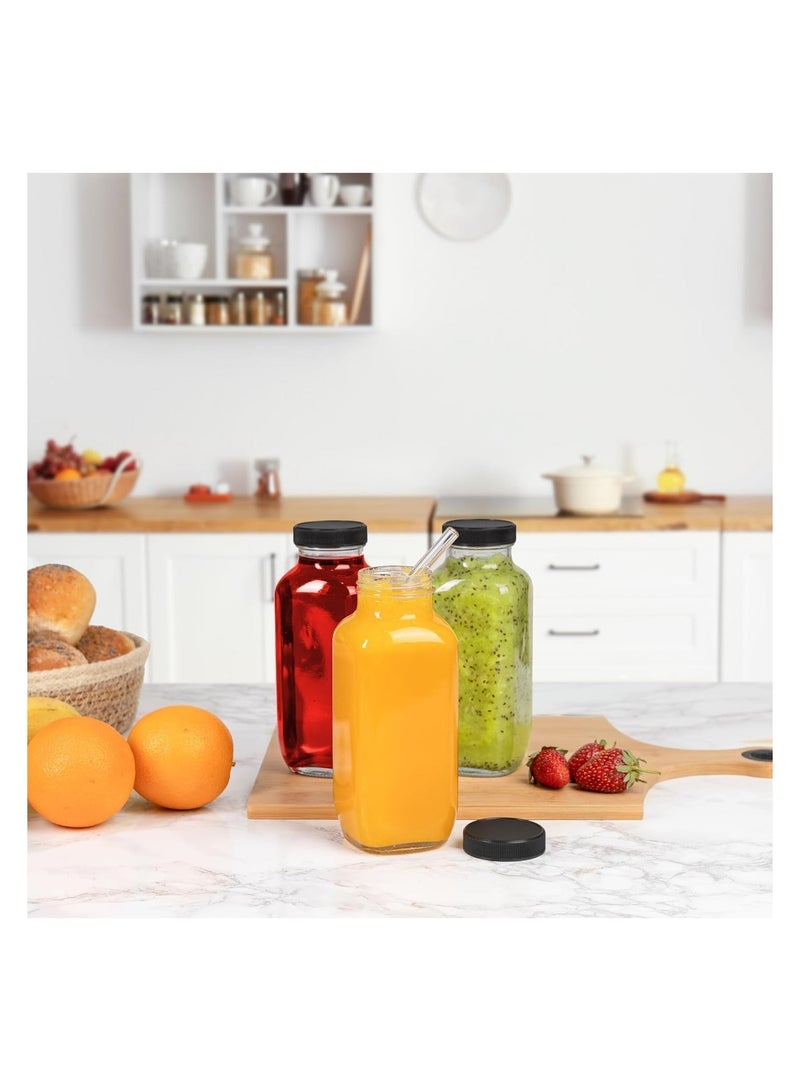 Luxoraq Plastic Juice Bottles with Caps, 6-Pack 245ml/8Oz Clear Bottles, Reusable Juice Containers with Leak-Proof Black Lids, BPA-Free Smoothie Bottles for Homemade Beverages, Milk, Kombucha, Water, Juicing - Image 2
