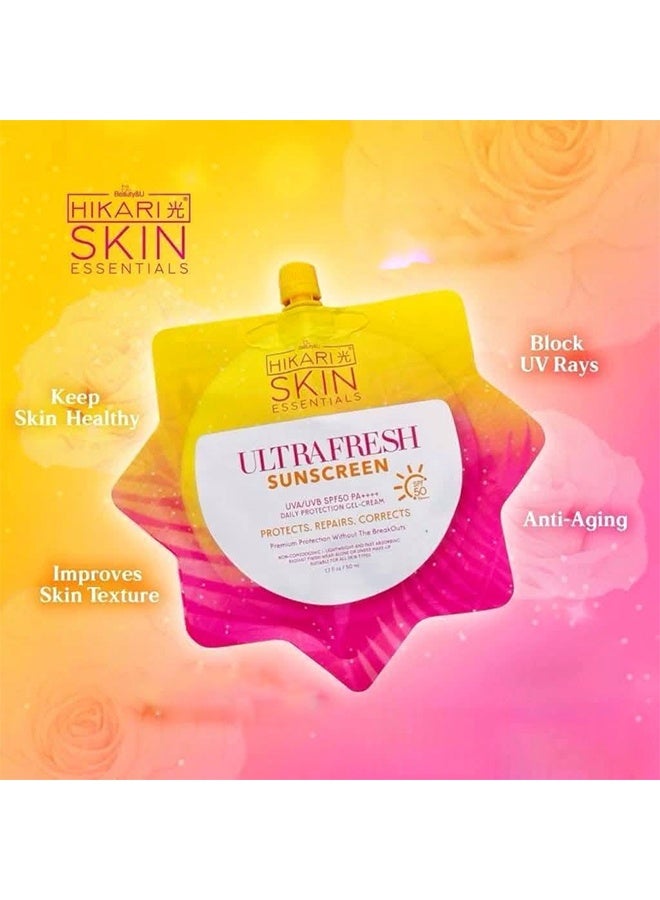 هيكاري واقي شمسي فائق الطازج 50 مل، تبييض كتلة الشمس، واقي شمسي فائق الأبيض جيل كريم SPF 50 UVA / UVB - Image 2