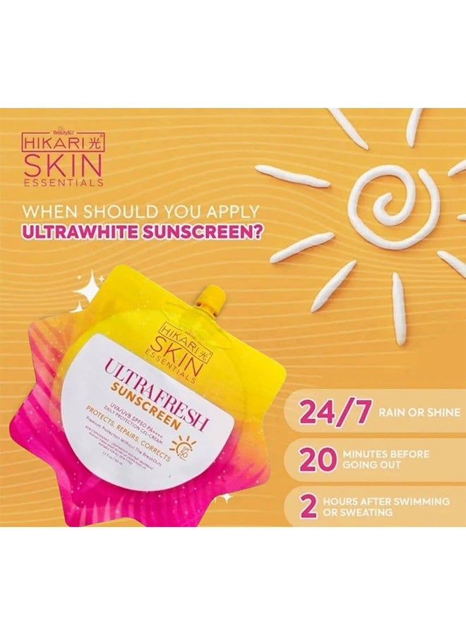 هيكاري واقي شمسي فائق الطازج 50 مل، تبييض كتلة الشمس، واقي شمسي فائق الأبيض جيل كريم SPF 50 UVA / UVB - Image 3