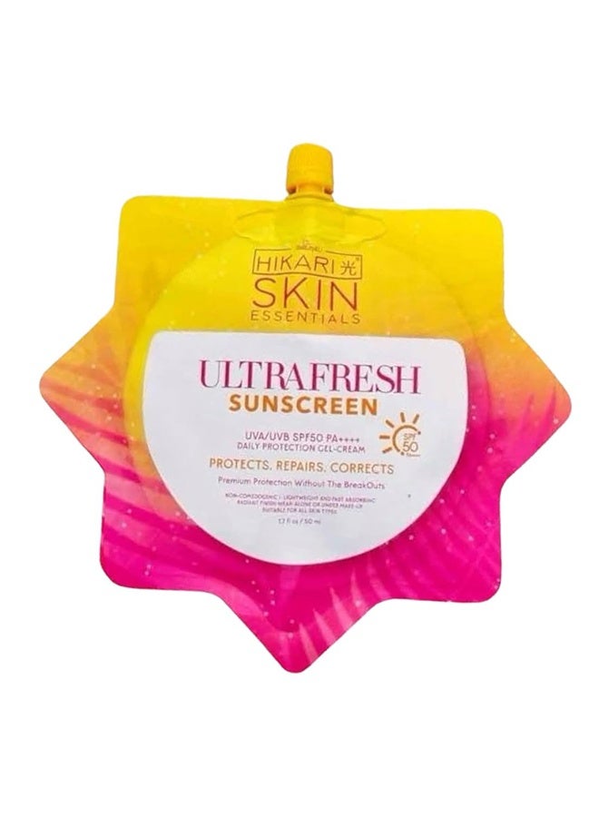 هيكاري واقي شمسي فائق الطازج 50 مل، تبييض كتلة الشمس، واقي شمسي فائق الأبيض جيل كريم SPF 50 UVA / UVB - Image 1