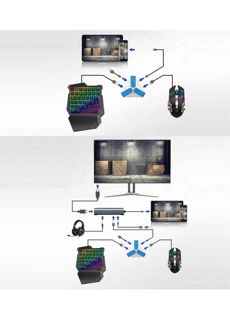 Captaintech Mouse Keyboard Converter, Wired Bluetooth Connection Game Controller Adapter AI Intelligent Keyboard and Mouse Adapter for iOS for Android - Image 4