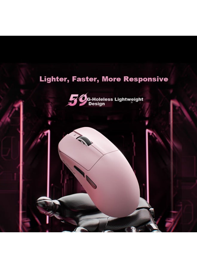 Ausdom G03 Ultra Compeion Edition Wireless Mouse, Lightweight Gaming Wired Mouse For Large Hands, Original Pixart 3950 Engine, Star Flash 8k+8k Polling Rate, Zigan Pink