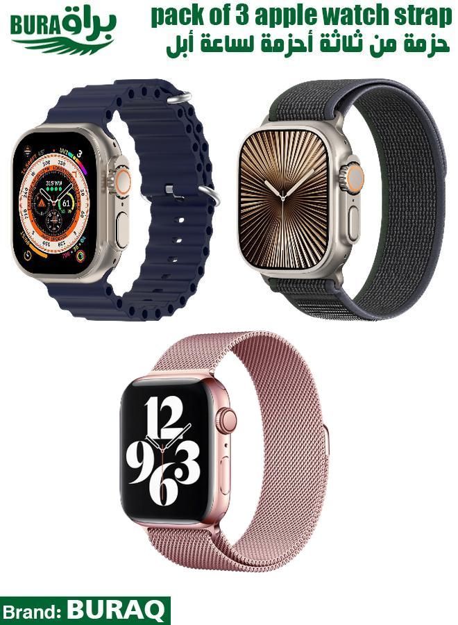 BURAQ Apple Watch Band Strap For Apple Watch Ultra 2/Ultra 49mm, Series 10 46mm, 9/8/7 45mm, SE2/SE/6/5/4 44mm, 3/2/1 42mm 