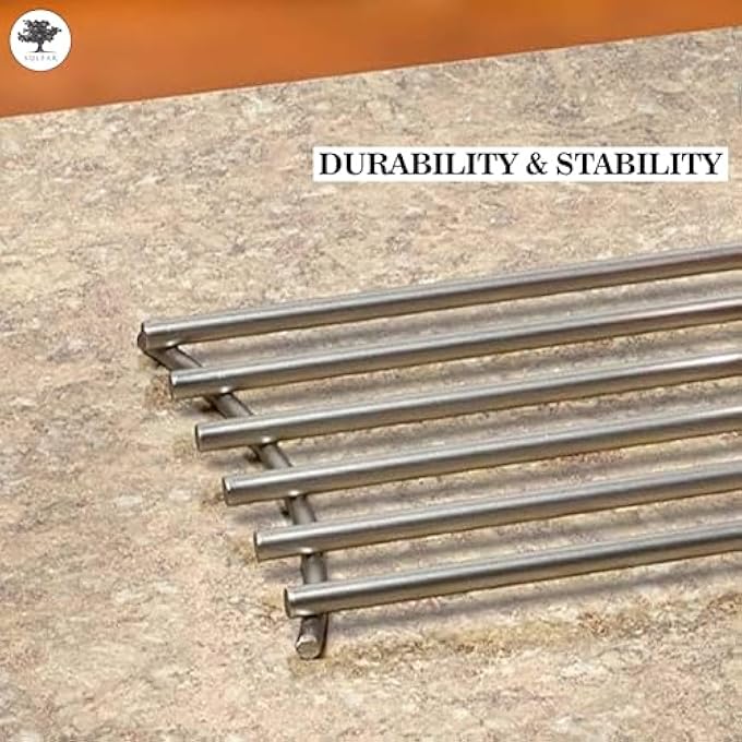 الكبريت حامل كبير للوعاء الساخن للمطبخ، حامل أواني من الفولاذ المقاوم للحرارة، حوامل للأواني الساخنة والأطباق وطاولة الطعام، تصميم 1 فضي - Image 5