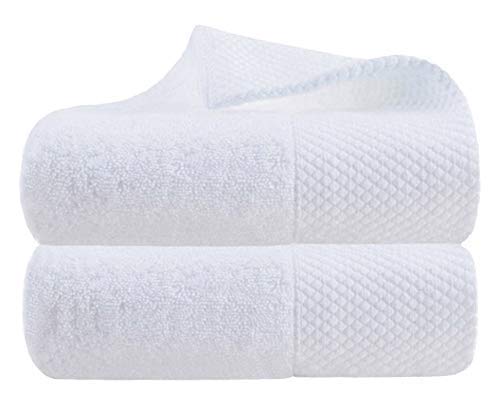 LINPOPUP Lin Cotton Hand Towels, Soft & Highly Absorbent Hand Towel for Bathroom,White 2 Pack,14 x 30 Inch - Image 1
