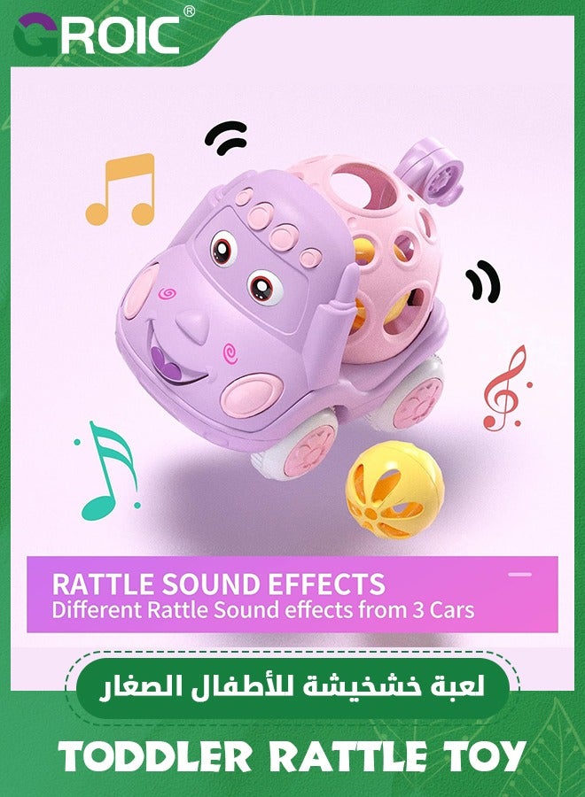 GROIC 3PCS Baby Toy Cars, Babies Car Toys,Rattles Push and Go Rattle Trucks for Infant Toddler Gifts,Cartoon Inertial Toy Car,Pull Back Car Toy - Image 3