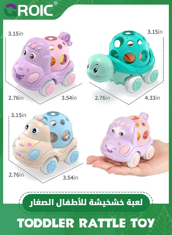 GROIC 3PCS Baby Toy Cars, Babies Car Toys,Rattles Push and Go Rattle Trucks for Infant Toddler Gifts,Cartoon Inertial Toy Car,Pull Back Car Toy - Image 2
