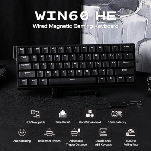 EPOMAKER Aula WIN60 HE 60% Wired Magnetic Keyboard with Adjustable Actuation, 8000 Hz Polling Rate, Hall Effect Switches, Hot-Swap, for FPS Games (Black) - Image 2