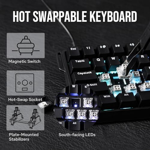 EPOMAKER Aula WIN60 HE 60% Wired Magnetic Keyboard with Adjustable Actuation, 8000 Hz Polling Rate, Hall Effect Switches, Hot-Swap, for FPS Games (Black) - Image 4