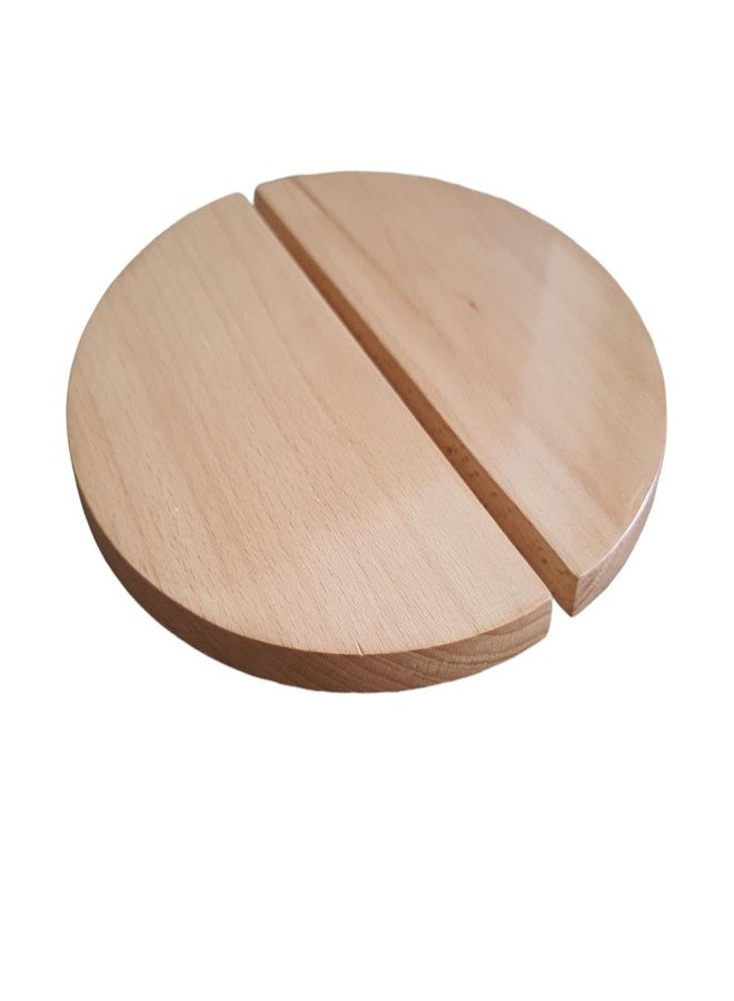CURIOFACT Beechwood Door Handles, Round Deisgn, Wardrobe Handles, Pair of 2 Half Round Handles (Beechwood Handle, 8 inch Dia) - Image 2