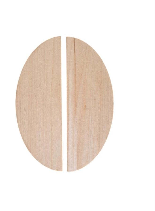 CURIOFACT Beechwood Door Handles, Round Deisgn, Wardrobe Handles, Pair of 2 Half Round Handles (Beechwood Handle, 8 inch Dia) - Image 1