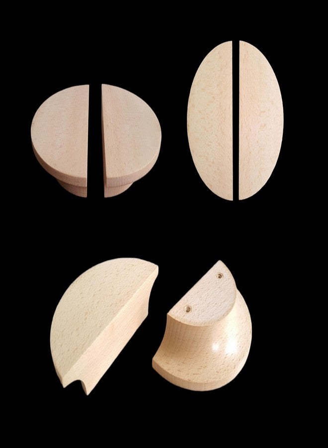 CURIOFACT Beechwood Door Handles, Round Deisgn, Wardrobe Handles, Pair of 2 Half Round Handles (Beechwood Handle, 8 inch Dia) - Image 5