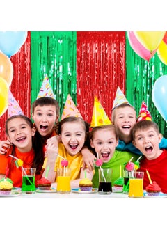 Millionminds Millionminds Set of 23 x 6 Feet Metallic Fringe Foil Curtain for Party Wedding Engagement Baby Shower Birthday Anniversary Office Party Backdrop Wall Decorations Foil Curtain Red Green  - Image 3