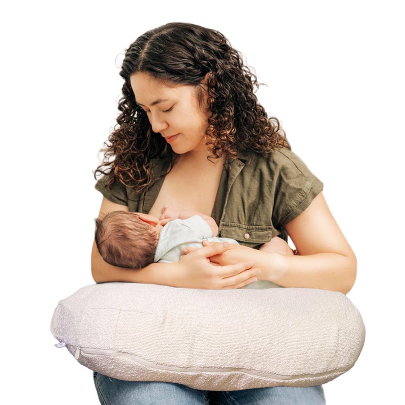 Boppy Nursing Pillow - Ergonomic Bottle & Breastfeeding Pillow with High, Firm, Large Area, Water-Repellent Cushion with Washable Cover; Baby Safety Alliance Verified - Oatmeal Boucle - Image 1