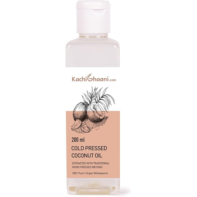 KachiGhaani.com Truly Cold Pressed Virgin Coconut Oil  100% Pure & Natural | Deeply Nourishes Skin, Strengthens Hair & Hydrates Body | Fresh, Unrefined & Multipurpose Daily Care Oil | 200ml Plastic Bottle - Image 1