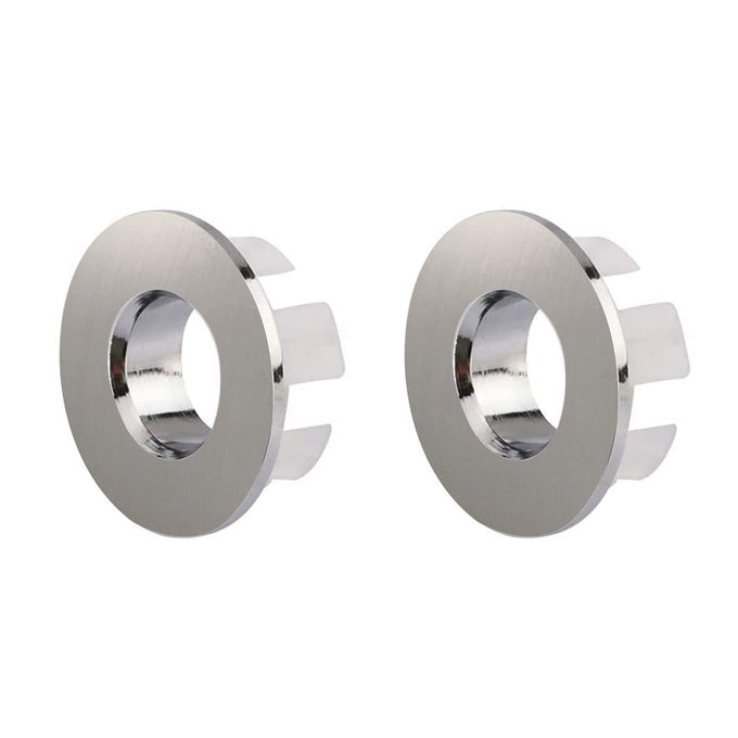 BRUSHED NICKEL SINK BASIN TRIM OVERFLOW COVER BRASS INSERT IN HOLE ROUND CAPS PACK OF 2