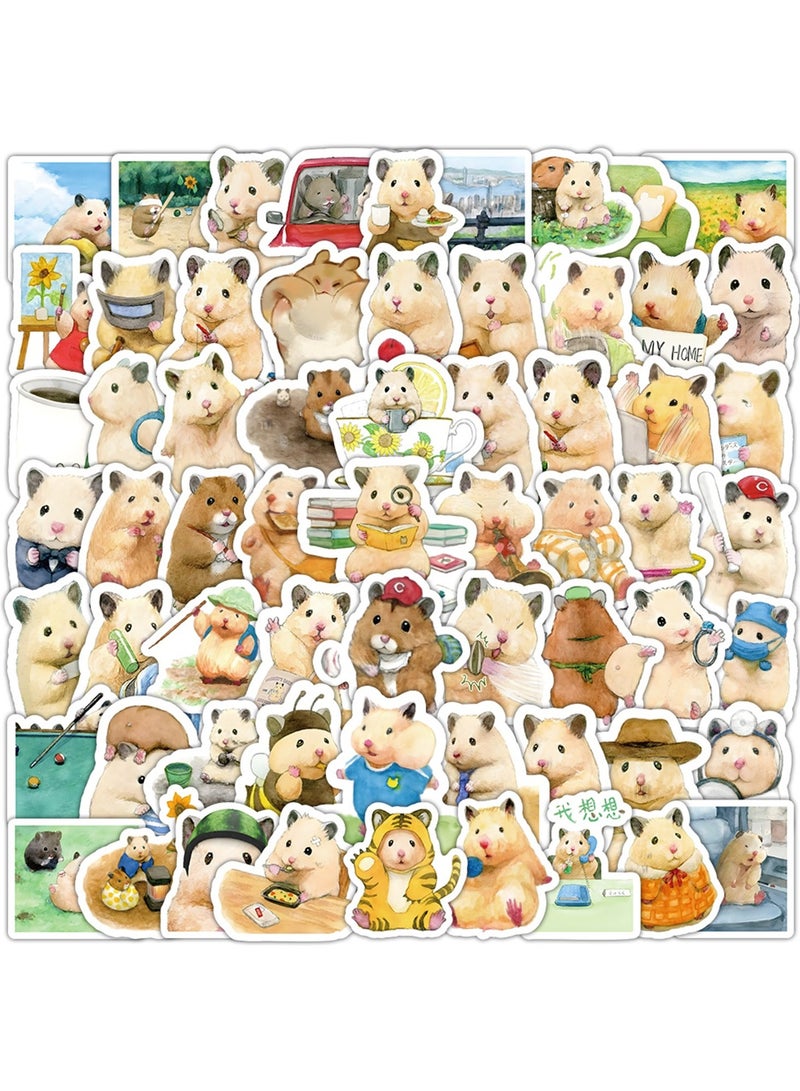 100Pcs Hamster Stickers Cute Cartoon Animals Stickers for Water Bottle Scrapbook Laptop Skateboard Computer Stickers for Teens Kids Girls - Image 1
