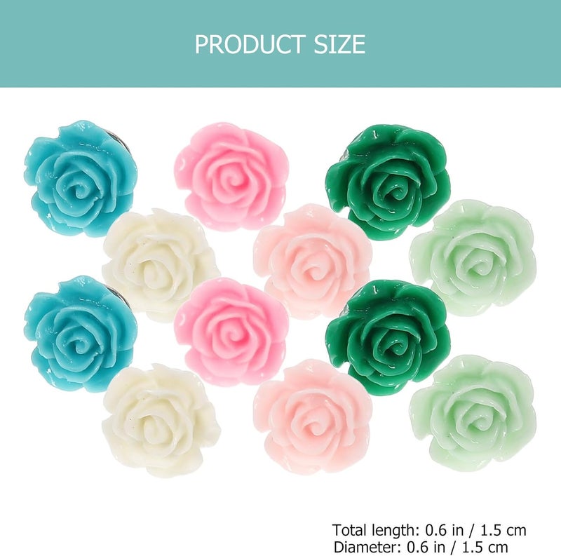 30pcs Flower Shaped Push Pins Rose Resin Thumbtacks Compact Delicate Pushpins for Cork Board Bulletin Office School Supplies - Image 2