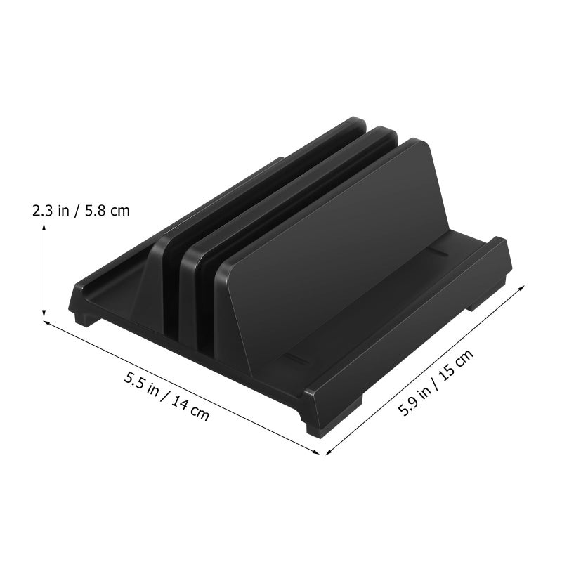 Vertical Laptop Stand Black Double Slot Desktop Organizer for Office and Home Use - Image 3