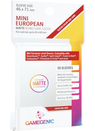 Rd Game Sleeves | Pack Of 50 Matte Sleeves |46 By 71 Mm Card Sleeves Optimized For Use With Mini European Card Games | Premium Card Protection | Ffg Ruby Color Code | Made By Gamegenic - pzsku/ZBF8694694B8A7FC0C125Z/45/_/1734347886/3be47f4b-6401-4424-ae55-554ff88673a8
