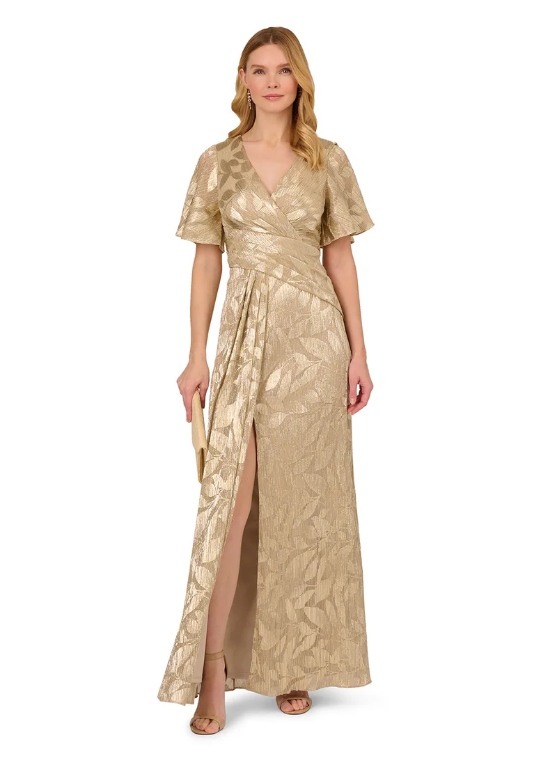 ادريانا بابيل Foil Leaf Draped Gown
