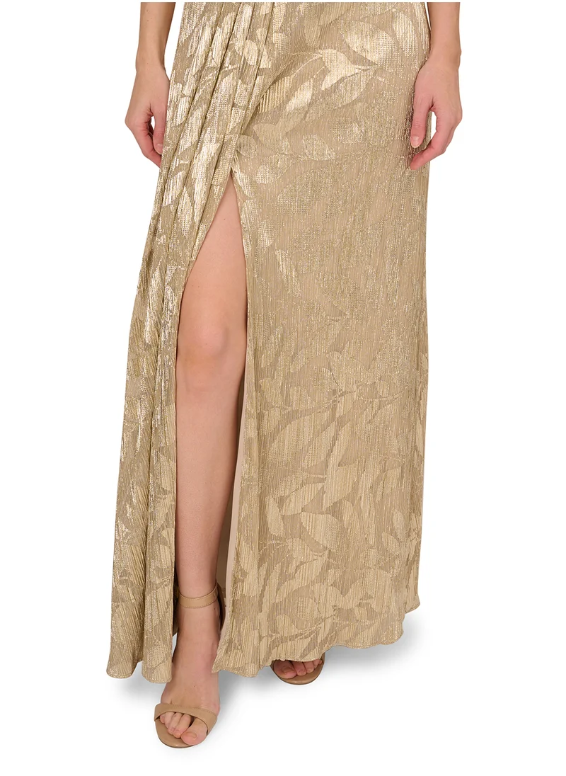 ادريانا بابيل Foil Leaf Draped Gown