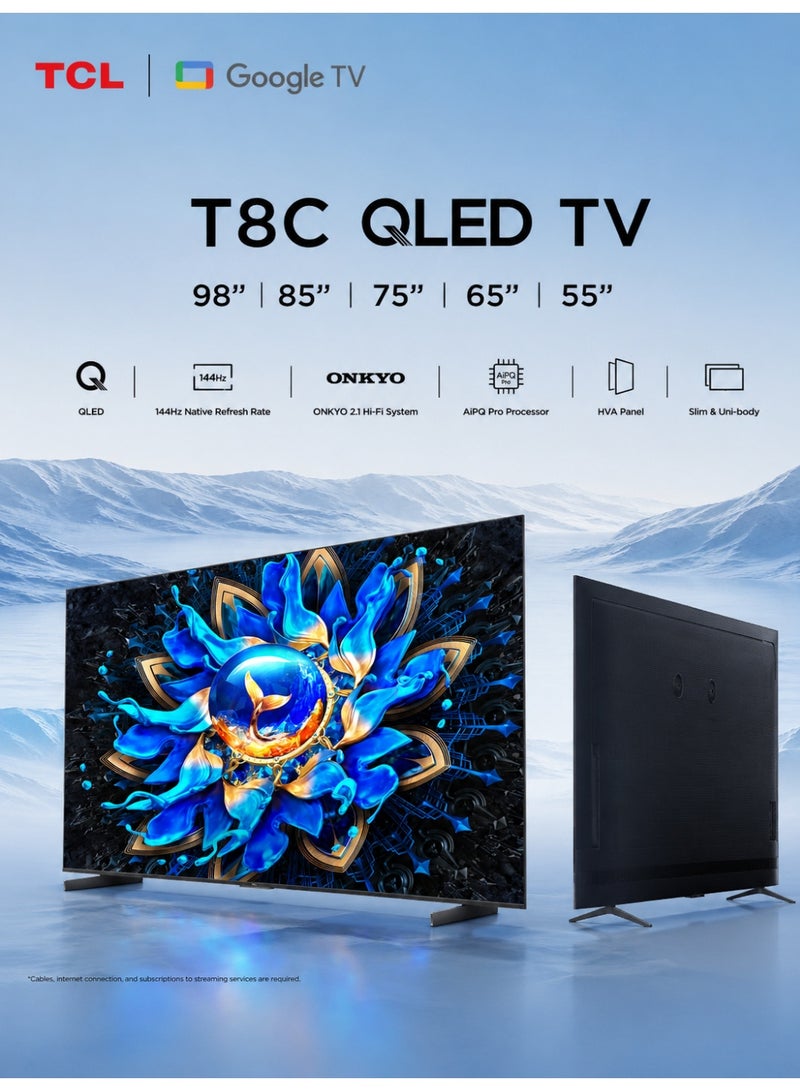 TCL 98-inch T8C Premium QLED 4K Smart TV (2026 - UAE Version) TCL 98" 98T8C Google TV With AiPQ Pro Processor, 144Hz Native Refresh Rate, ONKYO 2.1 Hi-Fi System, DTS Virtual X, HVA Panel, Game Master 98T8C Black - Image 5