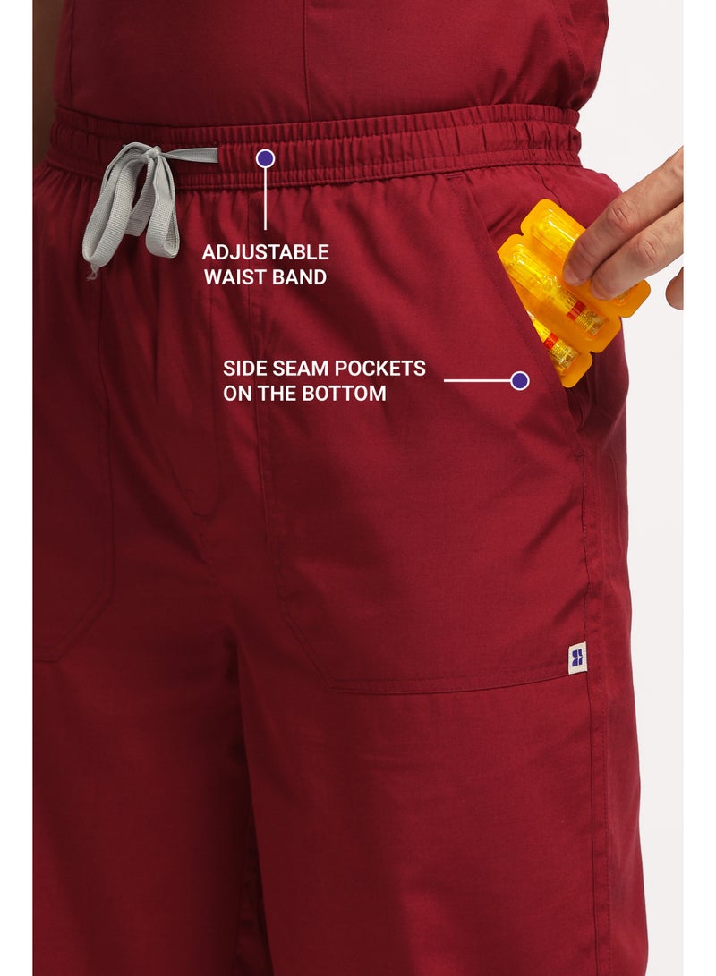 KNYA بدلة كنيا للرجال بفتحة على شكل V | 5 جيوب طبية علوية وسفلية، أكمام نصفية، زي للأطباء والممرضين وأطباء الأسنان | XXL، ماروني - Image 4