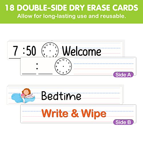 Eamay Daily Schedule Pocket Charts, Teacher Schedule Chart with Resuable 18 Custom Cards, Classroom Pocket Chart for School Office or Homeschool Activities, Blue - Image 5