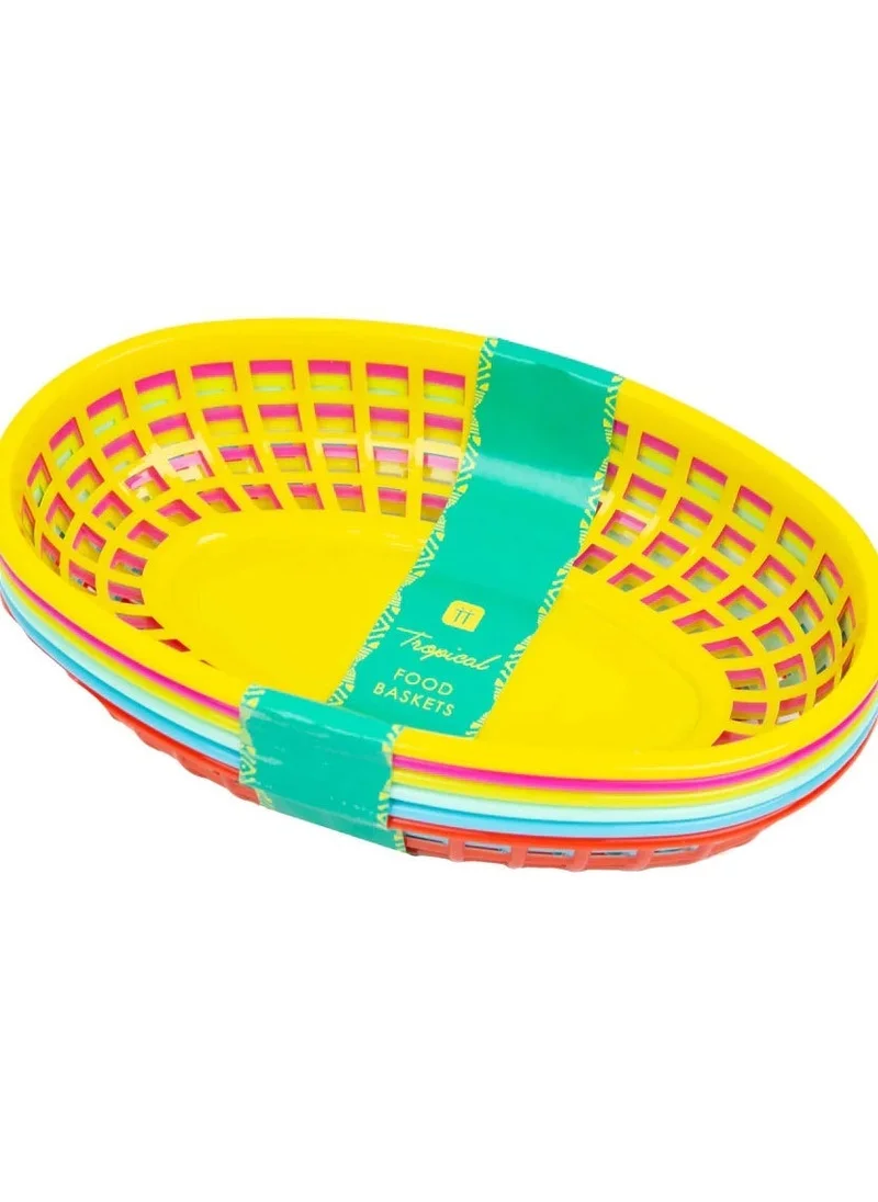 Talking Tables Talking Tables Tropical Fiesta Plastic Food Baskets, 6pack