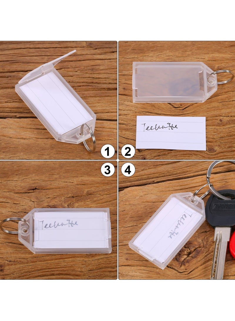 فوميمو 50 قطعة من بطاقات المفاتيح البلاستيكية البيضاء مع حامل حلقة مقسومة للنافذة وعلامات الأمتعة وسلسلة المفاتيح - Image 5